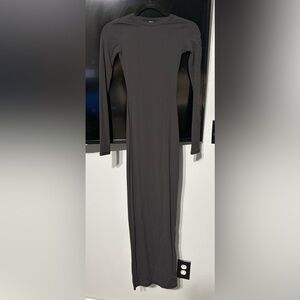 SKIMS Black Long-Sleeve Maxi Dress